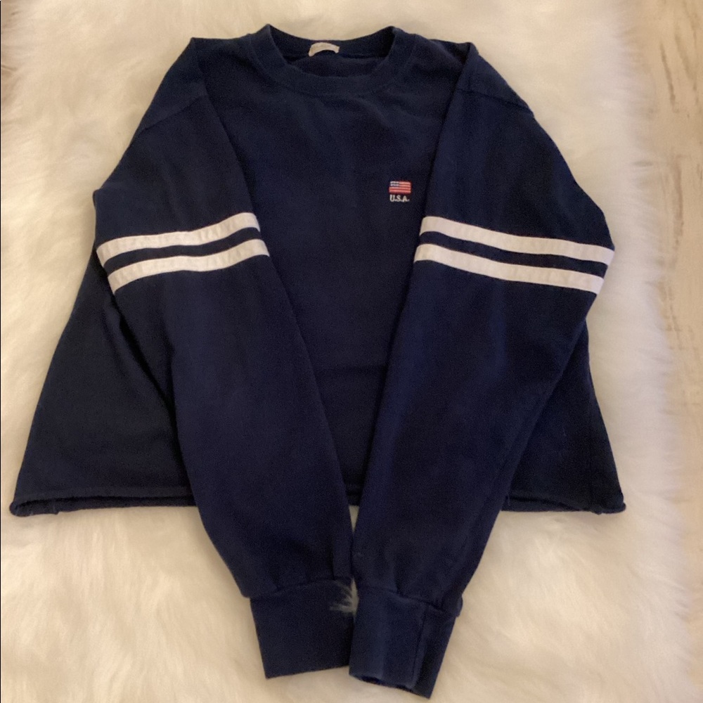 Brandy Melville Navy Blue Cropped Sweatshirt - Picture 6 of 8